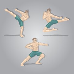 Fototapeta na wymiar kickboxing player in poses