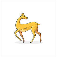 Deer Cartoon Style, Deer Stylish Flat Silhouette