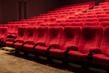 Red Empty Cinema Seats in Theatre 
