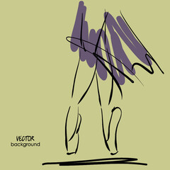 art sketched legs of beautiful young ballerina in the light dress and  in the ballet pose © Irina_QQQ
