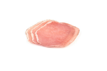 Italian prosciutto or jamon. Isolated on white background. Raw ham.