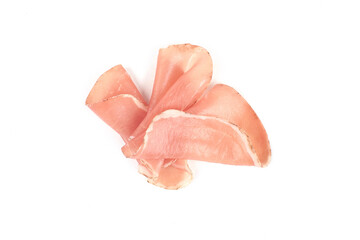 Italian prosciutto or jamon. Isolated on white background