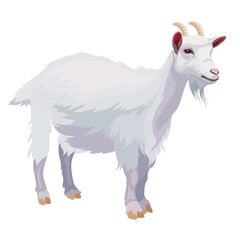 white goat in a natural style, isolated object on a white background, vector illustration,