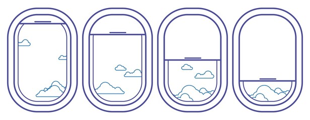 Airplane window vector set with cloudy sky view © Seyma