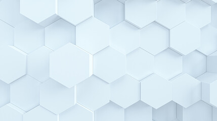 Close up hexagonal wall. White background texture, tech or fashion concept. 3d rendering.