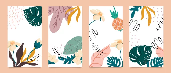 Social-Media-Geschichten und Post-Creative-Vektor-Set. Abstrakte Formen Hintergrundvorlage mit Blumen- und Kopierraum für Text und Bilder. Vektor-Illustration. © TWINS DESIGN STUDIO