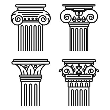 Greek pillar vector set isolated on a white background.