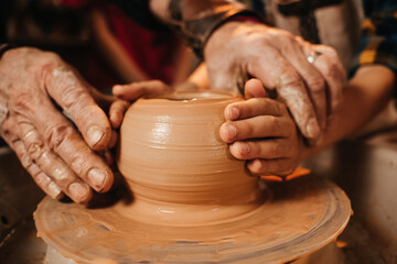 Fototapeta na wymiar The process of making clay products. Pottery