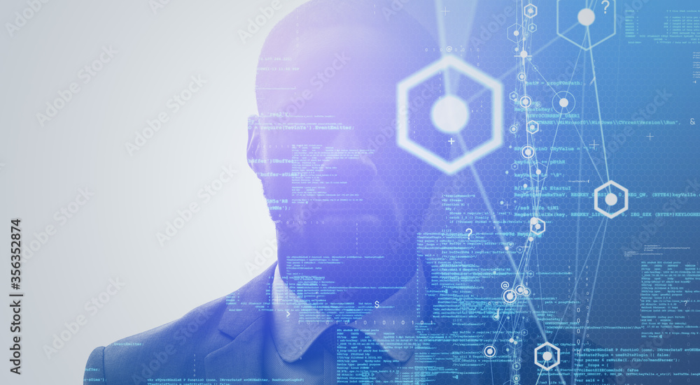 Poster ai (artificial intelligence) concept. deep learning. computer programming.