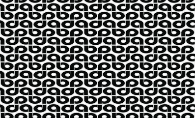 Black figure of eight abstract repeating pattern on a white background, vector illustration