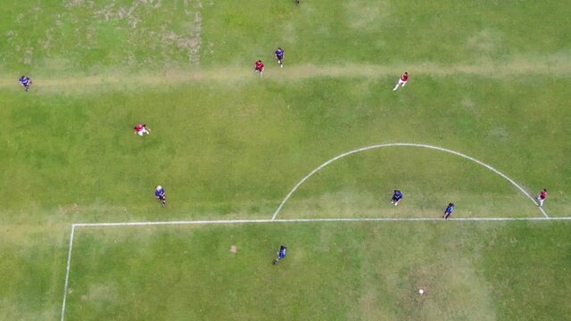 Drone image of real amateur Brazilian soccer match.