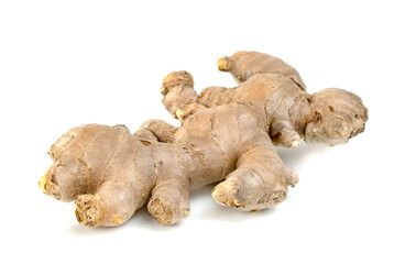 fresh ginger root isolated on white background
