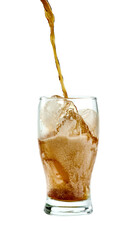 cola water and ice cubes in glass transparent isolated on white background ,include clipping path