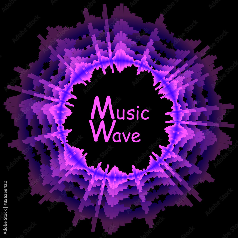 Poster vector abstract dynamic waves backgroun. sound wave colorful circle music poster. digital technology
