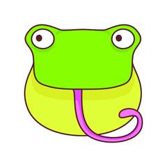 Vector illustration of a cute cartoon frog’s head. Isolated on white background. Cute  animal set