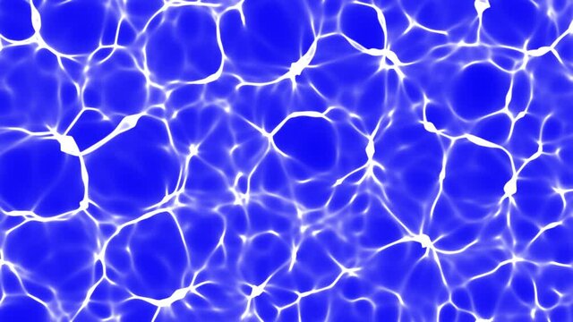 top view blue water caustics background, pool surface 2D animation