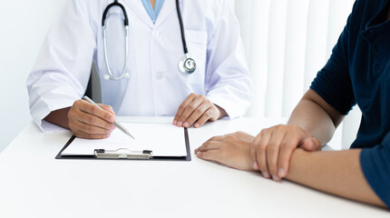 Doctor is currently diagnosing the disease and giving advice to psychiatric patients, Health...