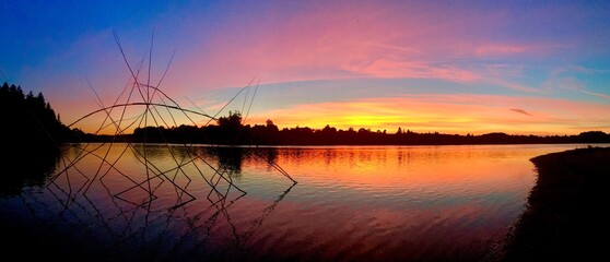 couché de soleil Lac au Duc