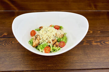 A bowl of food on a plate
