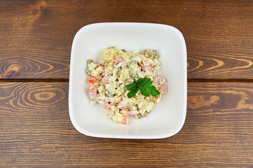 A bowl of food on a plate