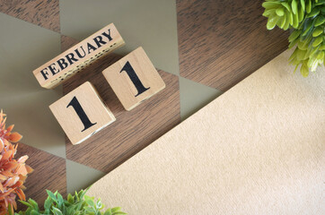 February 11, Number cube design in natural concept.