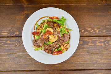 A plate of food on a table