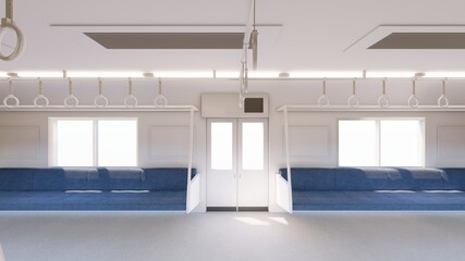電車　車内コロナウイルス　人なし　イラスト2 © hiro studio