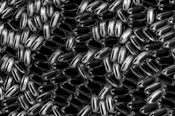 Black and white photo of capsules with inversion