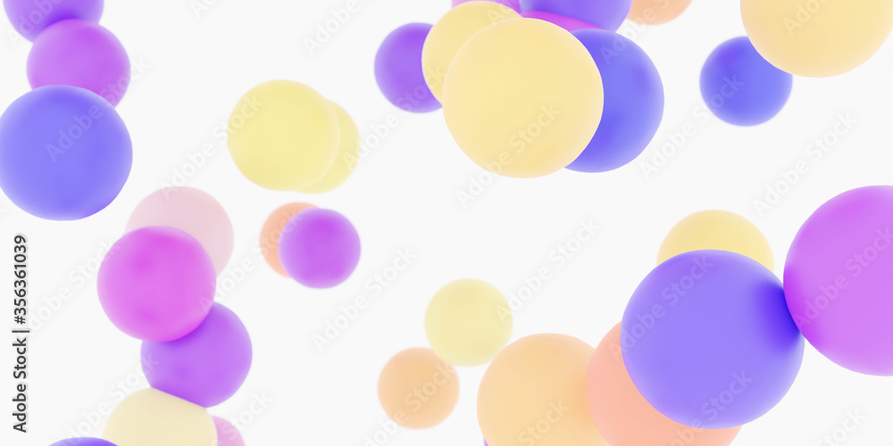 Poster abstract colourful balls background 3d rendering illustration background