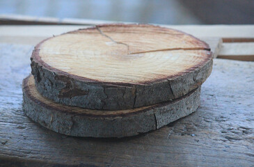 pieces of trunk on the table