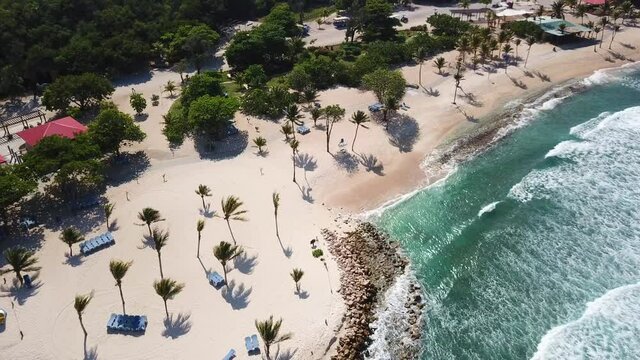 Beautiful Caribbean beach Drone shot of Labadee Haiti