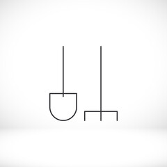 rake shovel vector screen  vector, balance, measurement  icon line linear style on the background. Best icon 10 eps illustration