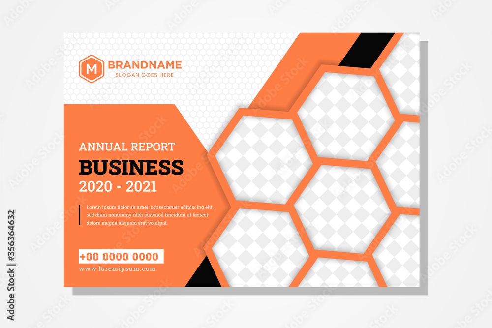 Poster the design of annual report book cover for business use horizontal layout and combination four color