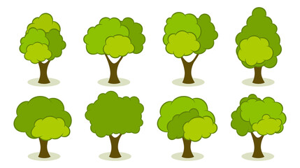 Collection of green summer trees.