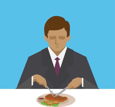 Man Eating Steak