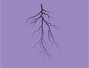Silhouette Of A Thunder Lightning On A Lilac Background. Vector Illustration