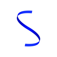 Creative And Unique Idea of Logo Design of S Alphabet With Blue Ribbon.3d Vector Design of S alphabet