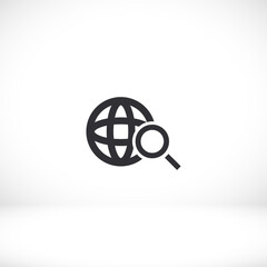 Search icon icon. planet. search magnifier on earth. location place on earth. Vector eps 10.