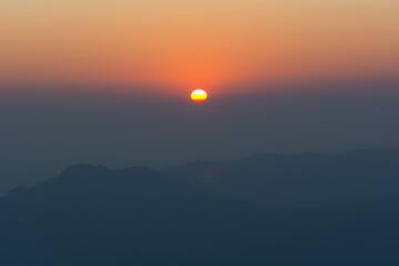 Sunrise over the mountain range
