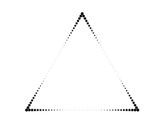 Halftone dots logo in triangle form . vector dotted frame . design element