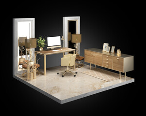 3d rendering of the Office luxury room