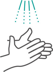 icon hand hands disinfection sanitizer wash turquoise blue