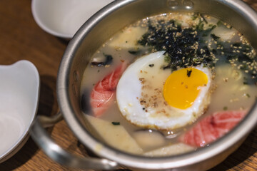 Closeup shot of seafood stews in a pot in China