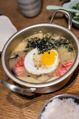 Closeup shot of seafood stews in a pot in China