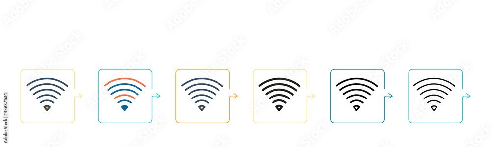 Poster signal vector icon in 6 different modern styles. black, two colored signal icons designed in filled,