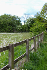 Fototapeta premium wooden fence in the countryside in Yorkshire England 