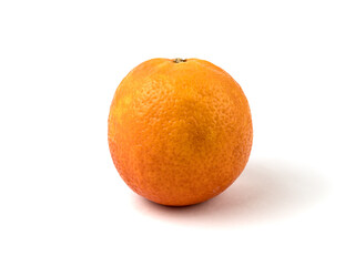 Fresh blood orange with soft shadow isolated on a white background side view