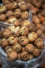 Bunch of fresh walnuts in a bowl