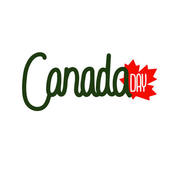 Vector illustration on the theme of Canada Day on June 1. Decorated with a handwritten inscription and maple leaf - a symbol of Canada.
