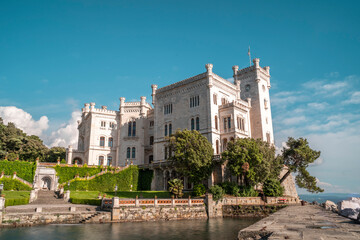 Obraz premium View of Miramare castle on the gulf of Trieste, Italy